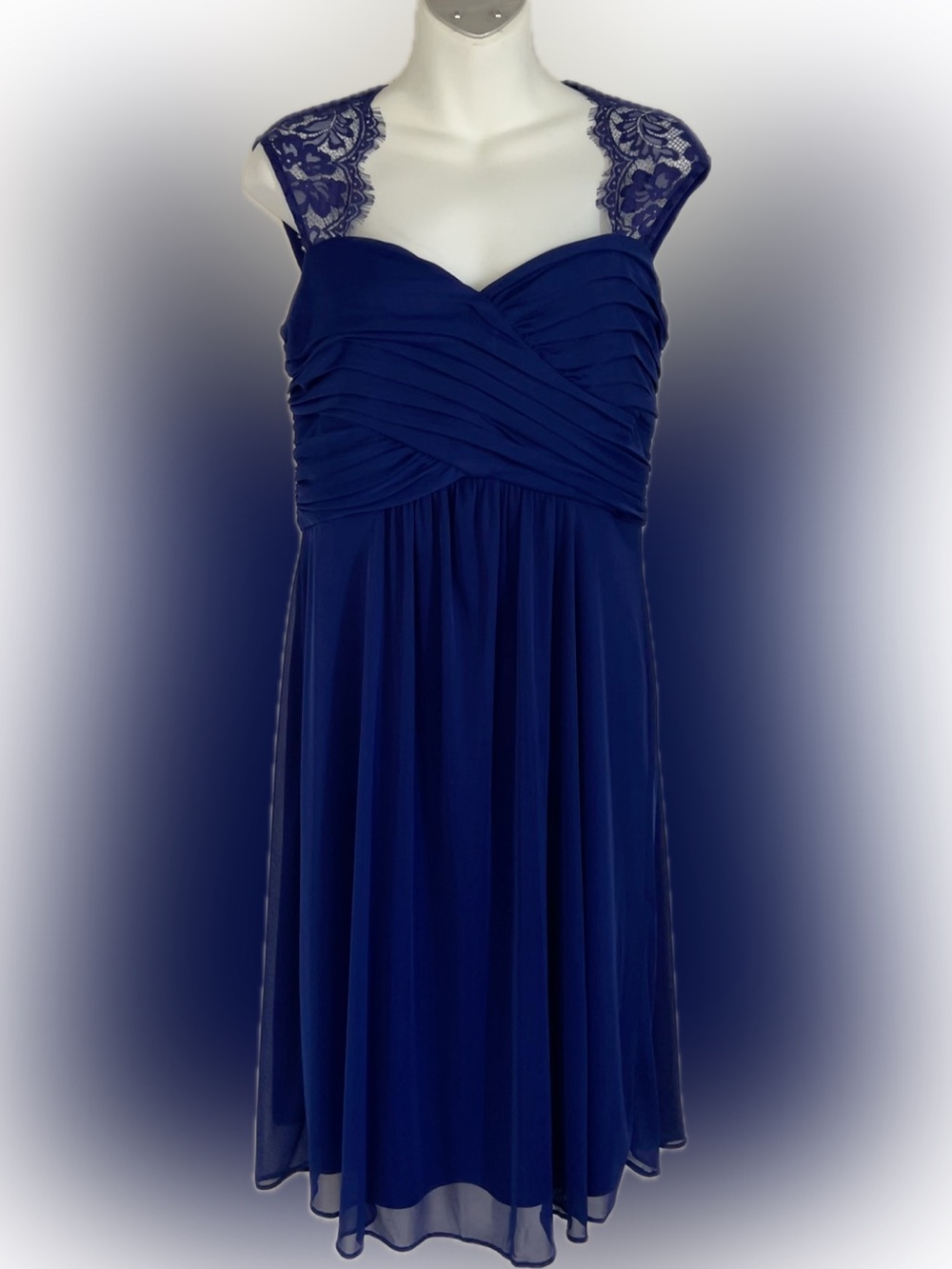Scarlett Royal Blue Lace-Shoulder Midi Dress size 10